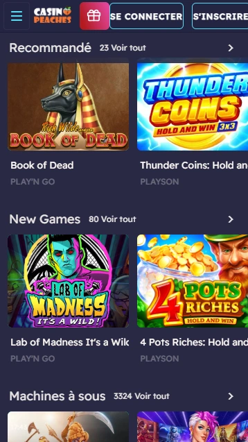 Jouer Maintenant les Top Machines à Sous en Peach Casino FR Portail