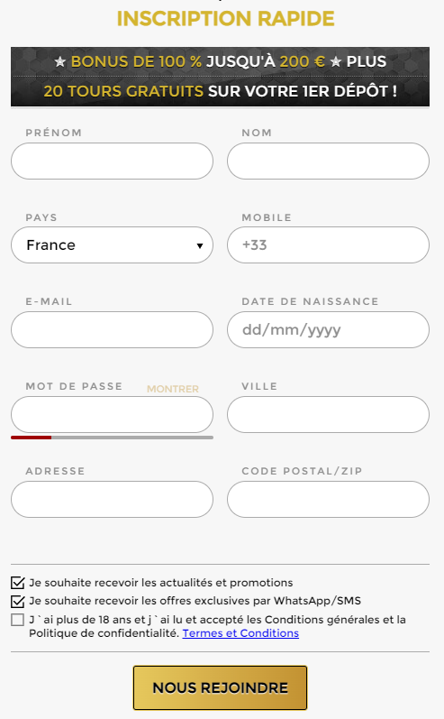 Image de connexion à Unique Casino